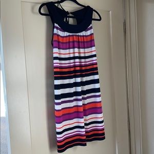 Stripe sheath Sleeveless Shift Dress With Keyhole Sz L